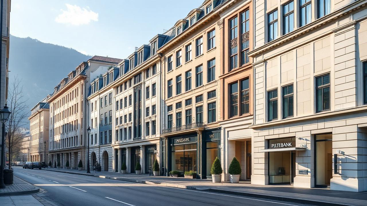Swiss financial district and private banking environment
